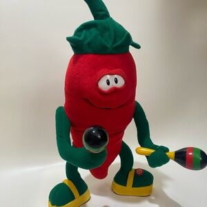 Vintage Cuddle Barn Red Chili Pepper Animated Plush Toy with Maracas
